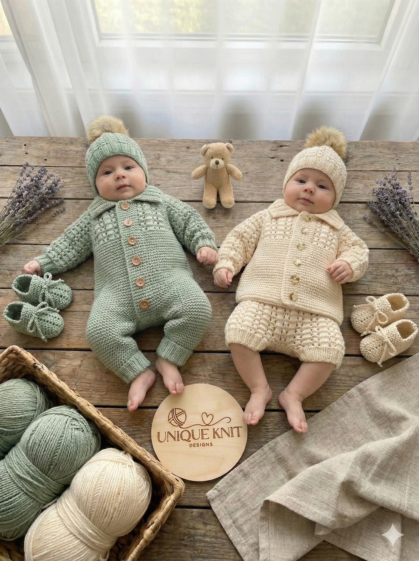 "Biscuit” Multi-piece Knitting pattern for Reborn doll 16 -22” or 0-3 Month Old Baby