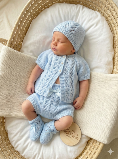 "Sparkle” 4-piece Knitting pattern set for Reborn doll 16 -22” or 0-3 Month Old Baby