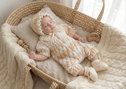 "Blossom ” Romper Knitting pattern for Reborn doll 16 -22” or 0-3 Mth Old Baby
