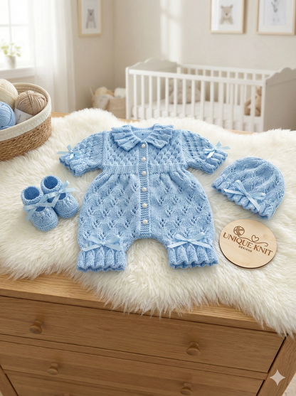 "Blossom ” Romper Knitting pattern for Reborn doll 16 -22” or 0-3 Mth Old Baby