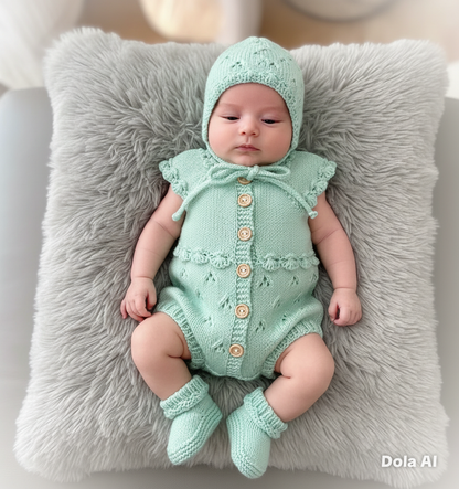 "Angel” Romper Knitting pattern for Reborn doll 16 -22” or 0-3 Month Old Baby