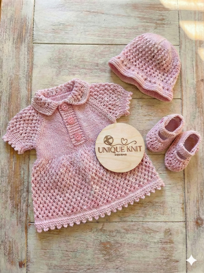 "Lavender” All-in-one dress Knitting pattern for Reborn doll 16 -22” or 0-3 Mth Old Baby