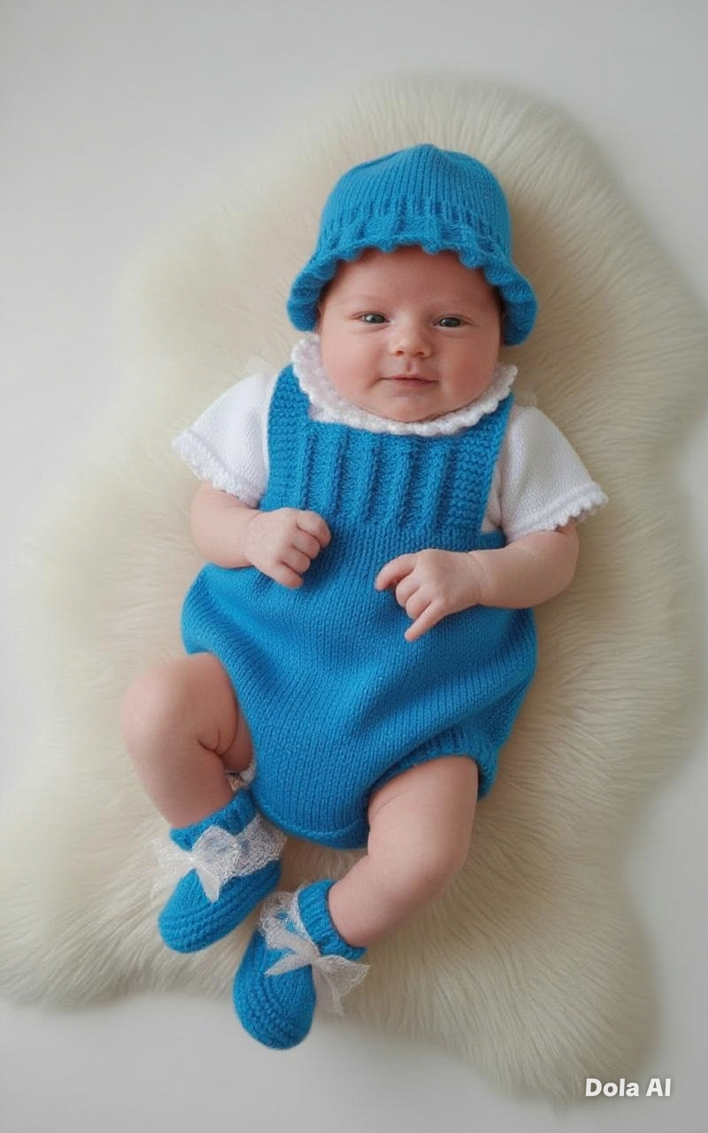 "Petal” Romper / Dungaree 4 piece set Knitting pattern for Reborn doll 16 -22” or 0-3 Mth Old Baby