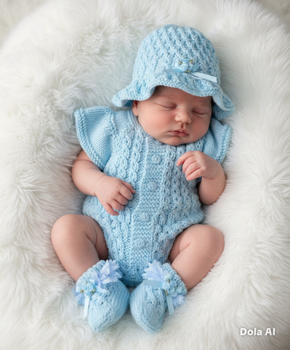 "Ruffle” Romper Knitting pattern for Reborn doll 16 -22” or 0-3 Month Old Baby