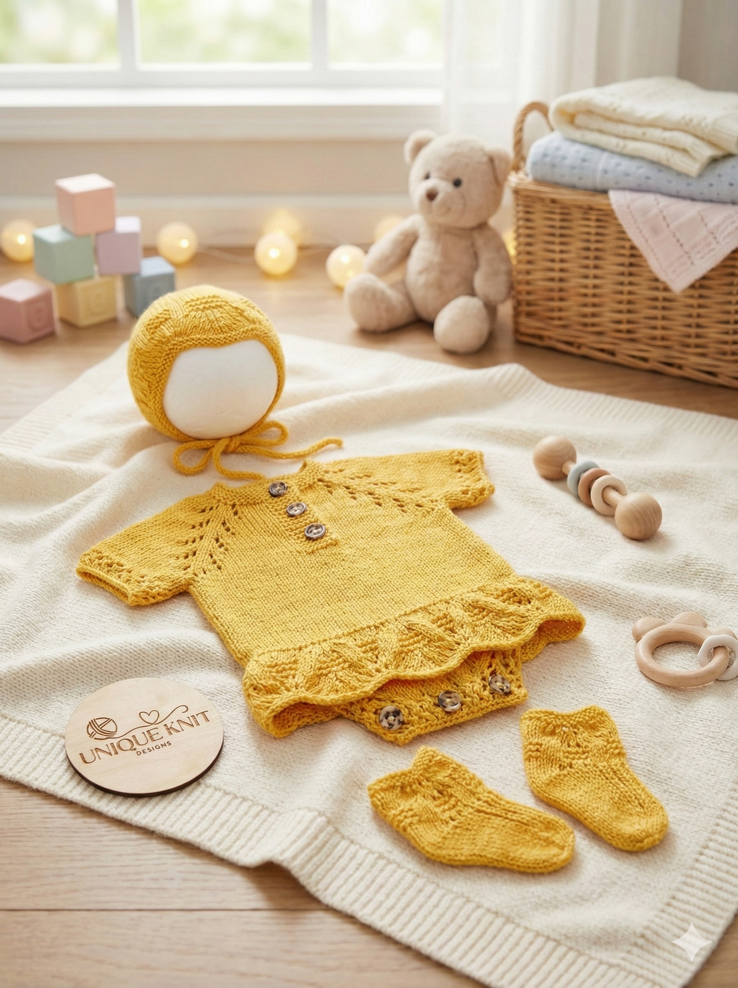 "Venice" Romper knitting pattern for reborn doll 16-22" or 0-3 Month old baby