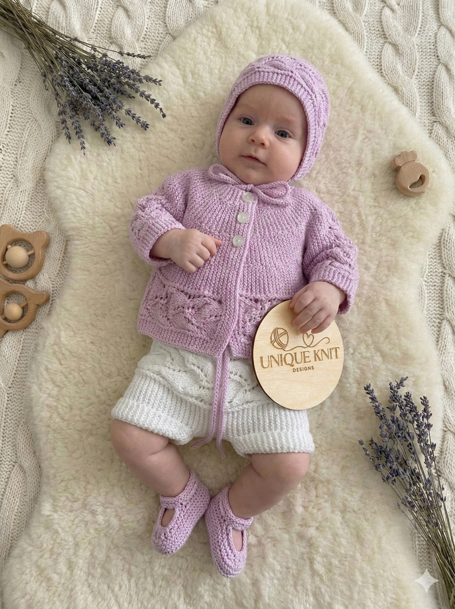 "Heather ” Sideways made Knitting pattern for Reborn doll 16 -22” or 0-3 Mth Old Baby