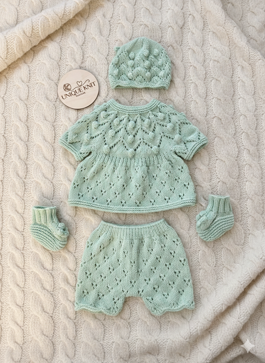 "Dewdrop” multi Piece Knitting pattern set for Reborn doll 16 -22” or 0-3 Month Old Baby
