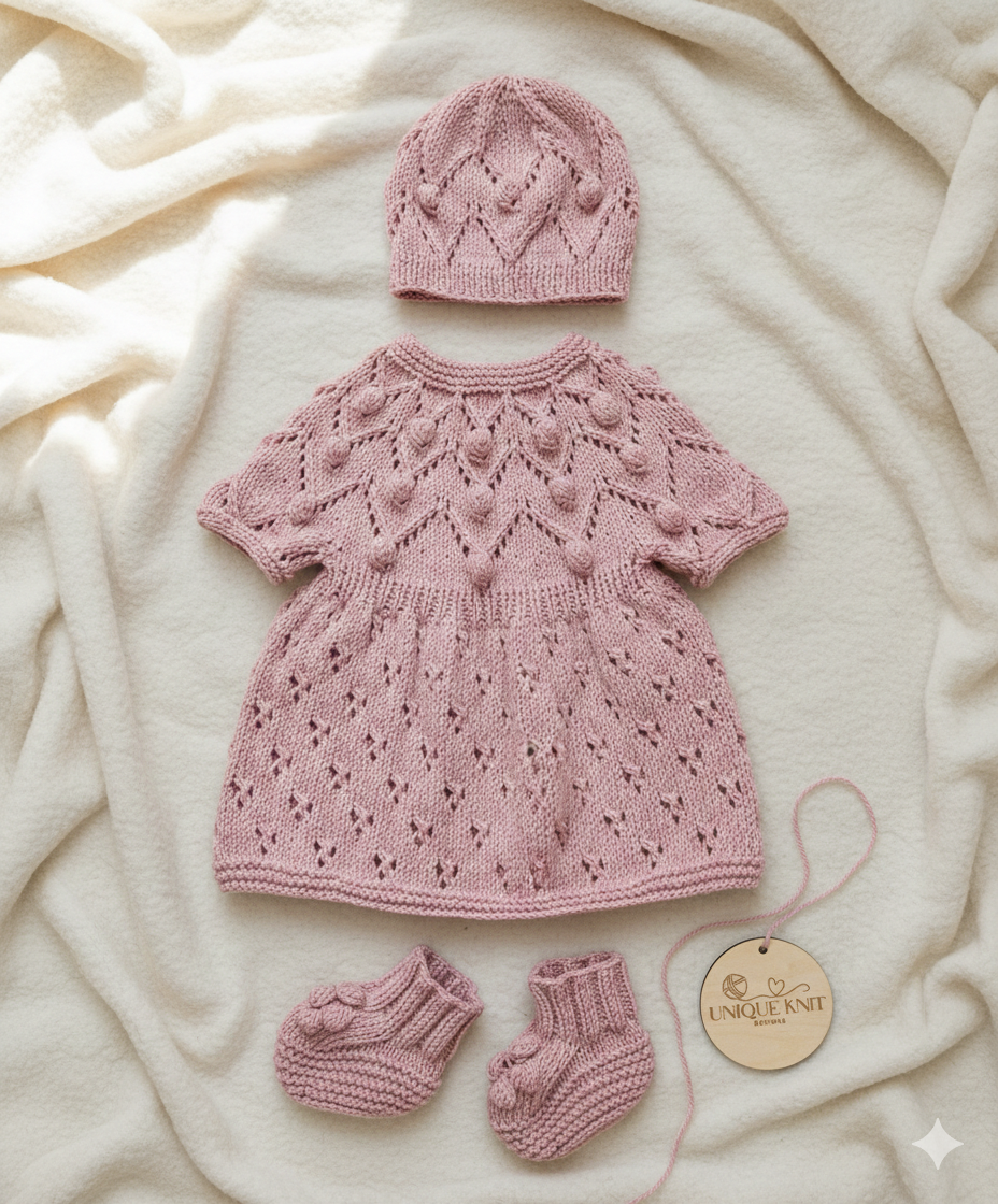 "Dewdrop” multi Piece Knitting pattern set for Reborn doll 16 -22” or 0-3 Month Old Baby