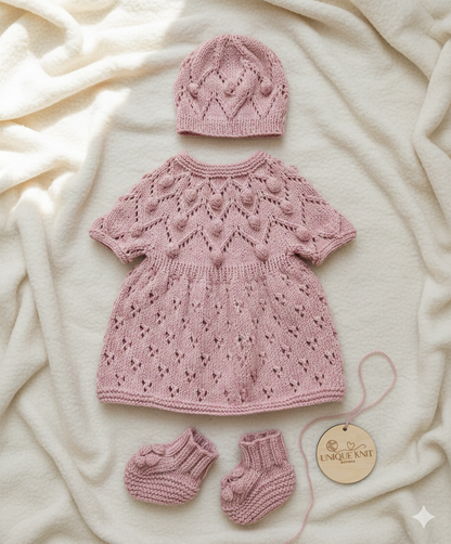 "Dewdrop” multi Piece Knitting pattern set for Reborn doll 16 -22” or 0-3 Month Old Baby