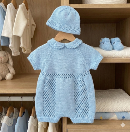 "Clover” Romper Knitting pattern for Reborn doll 16 -22” or 0-3 Mth Old Baby