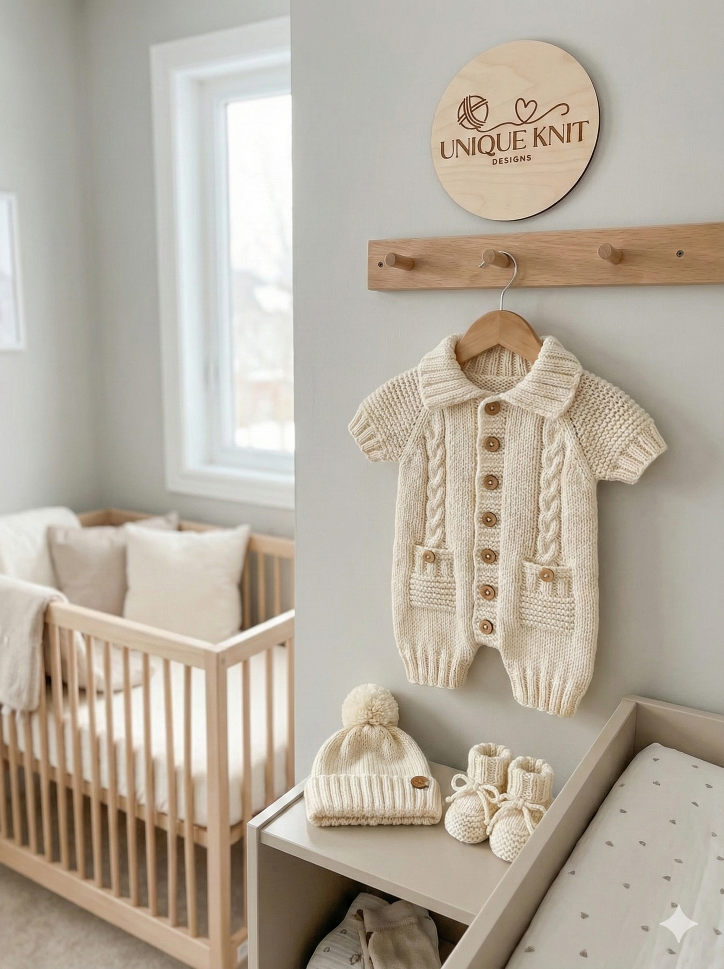 "Acorn" Romper Set Knitting pattern for Reborn doll 16 - 22” or 0-3 Mth Old Baby