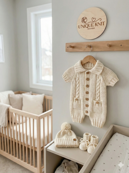 "Acorn" Romper Set Knitting pattern for Reborn doll 16 - 22” or 0-3 Mth Old Baby