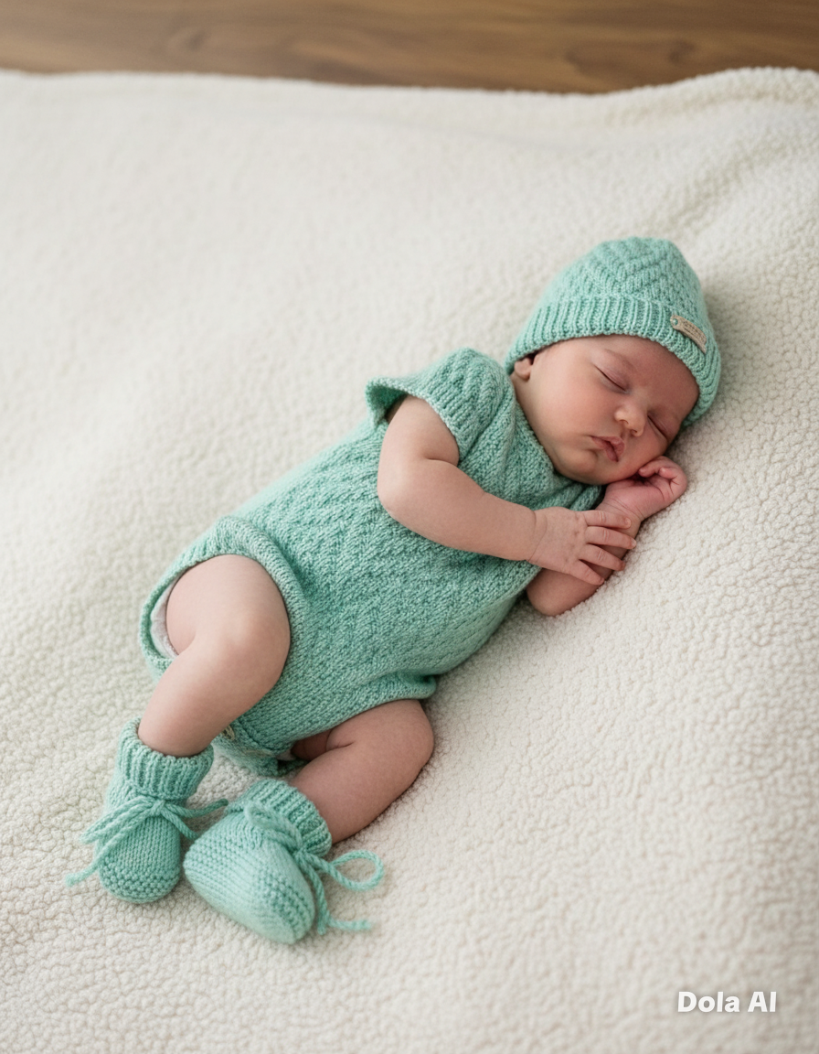 "Neptune” Romper Knitting pattern for Reborn doll 16 -22” or 0-3 Month Old Baby