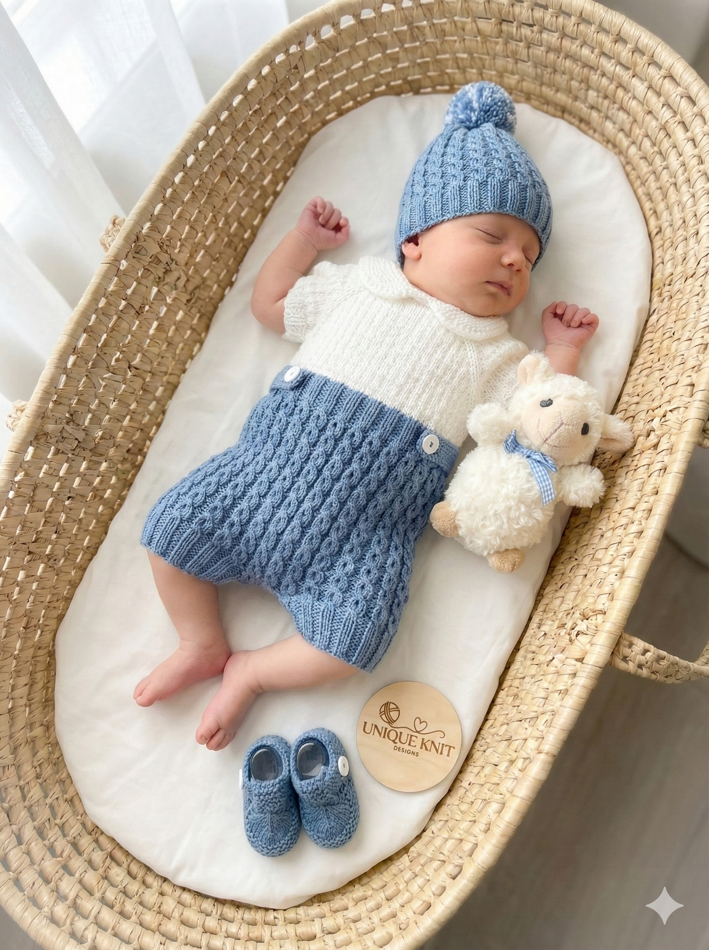 "Nutmeg” Romper Knitting pattern for Reborn doll 16 -22” or 0-3 Month Old Baby