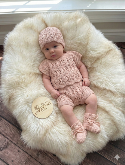 "Zara ” Multi Piece set knitting pattern for reborn doll 16-22" or 0-3 month old baby
