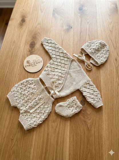 "Caraway” 4 Piece Set Knitting pattern for Reborn doll 16-22” or 0-3 Month Old Baby