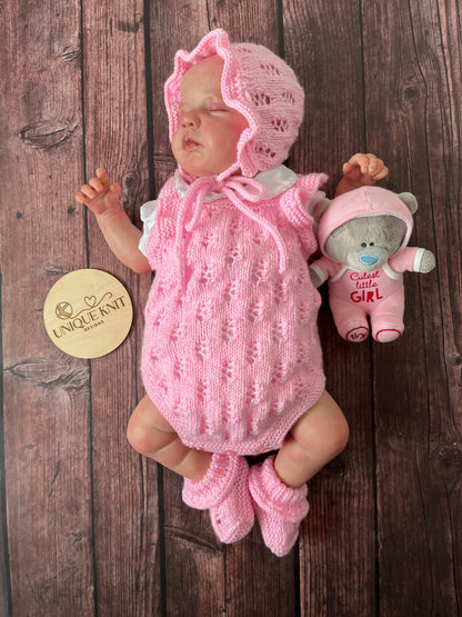"Caz” Multi Piece set knitting pattern for reborn doll 16-22" or 0-3 month old baby