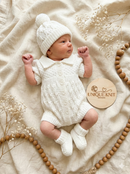 "Bluebell ” Romper Knitting pattern for Reborn doll 16 -22” or 0-3 Mth Old Baby