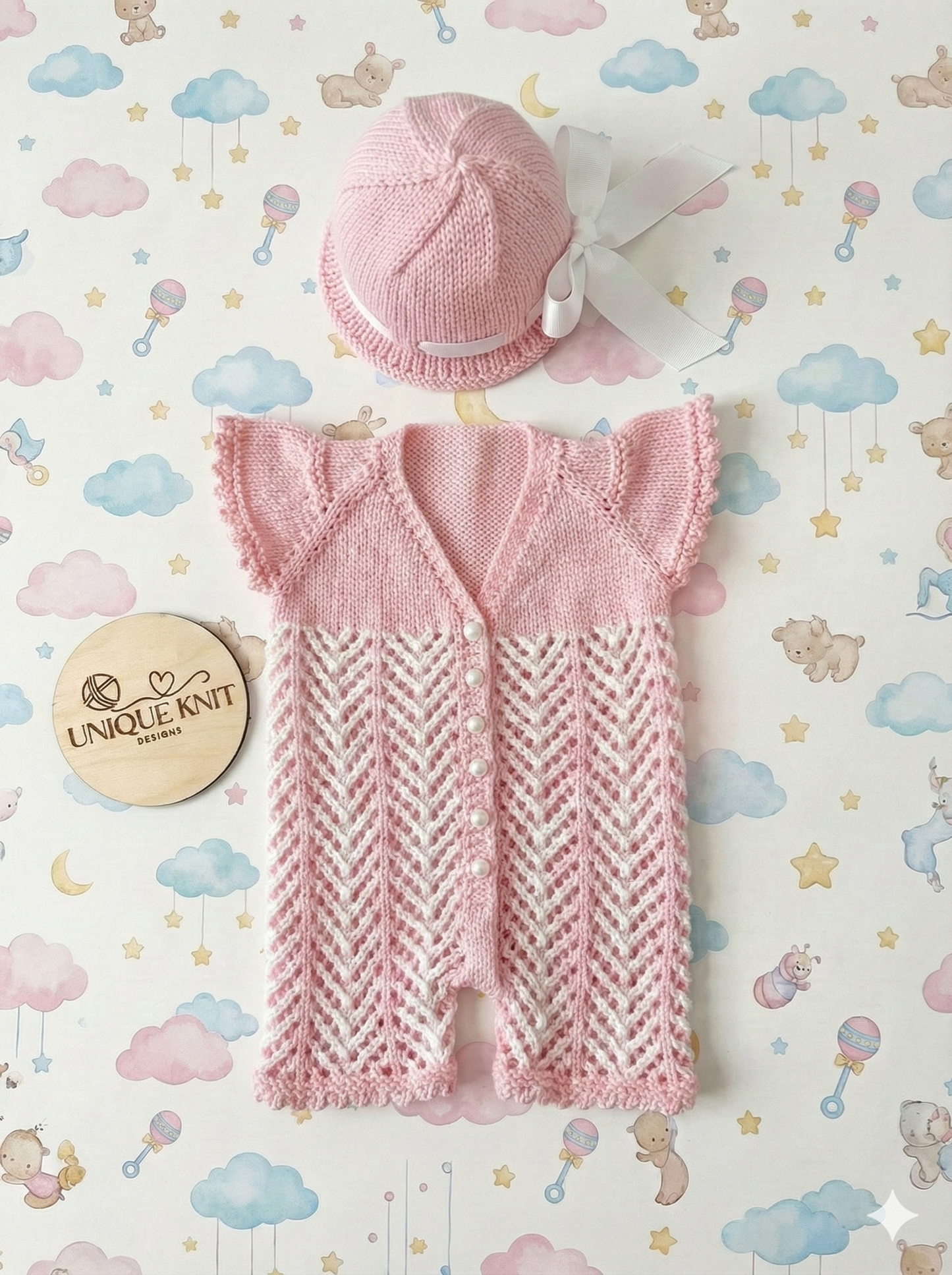 "Victoria" Playsuit knitting pattern for reborn doll 16-22" or 0-3 Month old baby