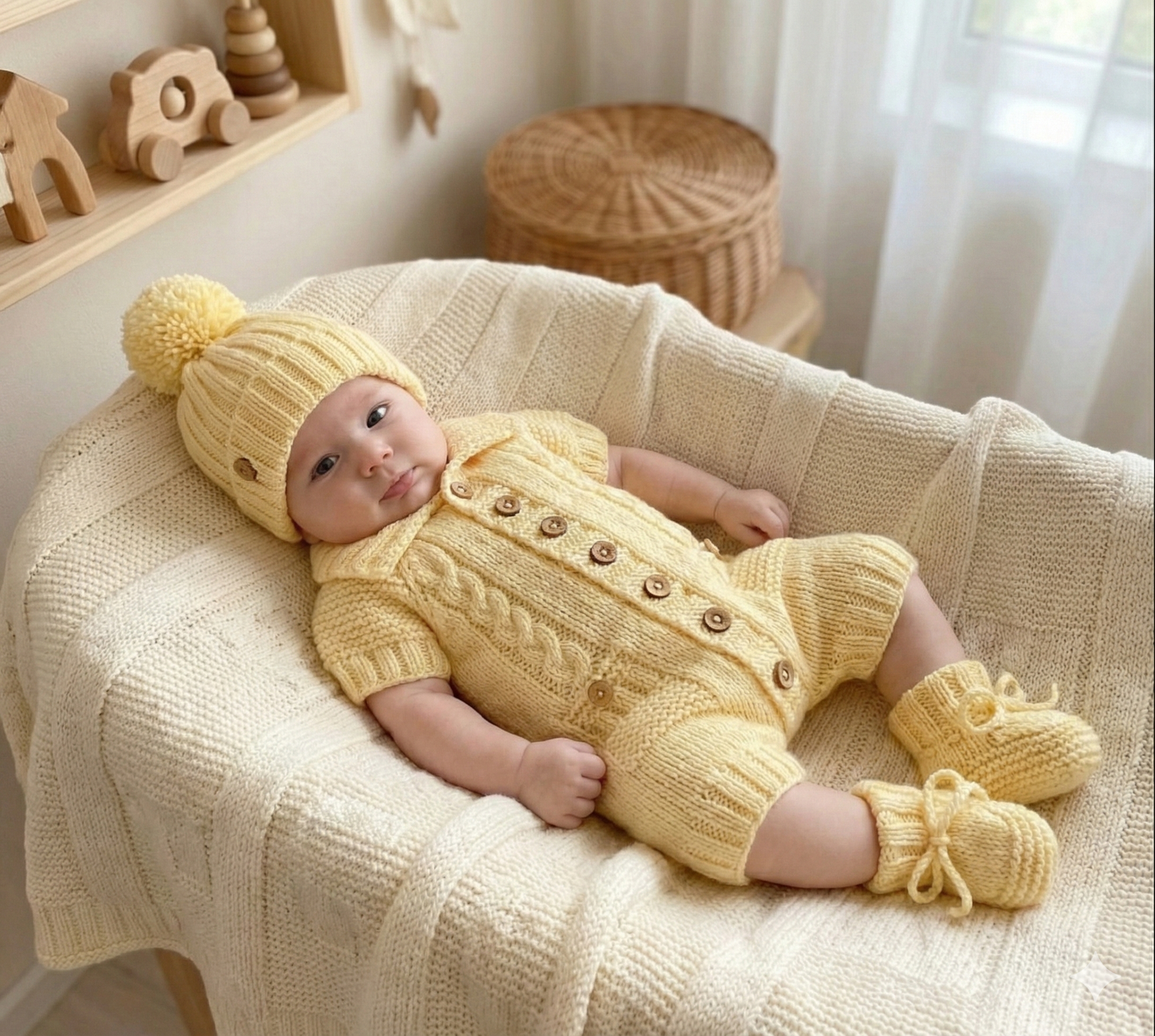 "Acorn" Romper Set Knitting pattern for Reborn doll 16 - 22” or 0-3 Mth Old Baby