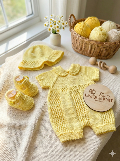 "Clover” Romper Knitting pattern for Reborn doll 16 -22” or 0-3 Mth Old Baby
