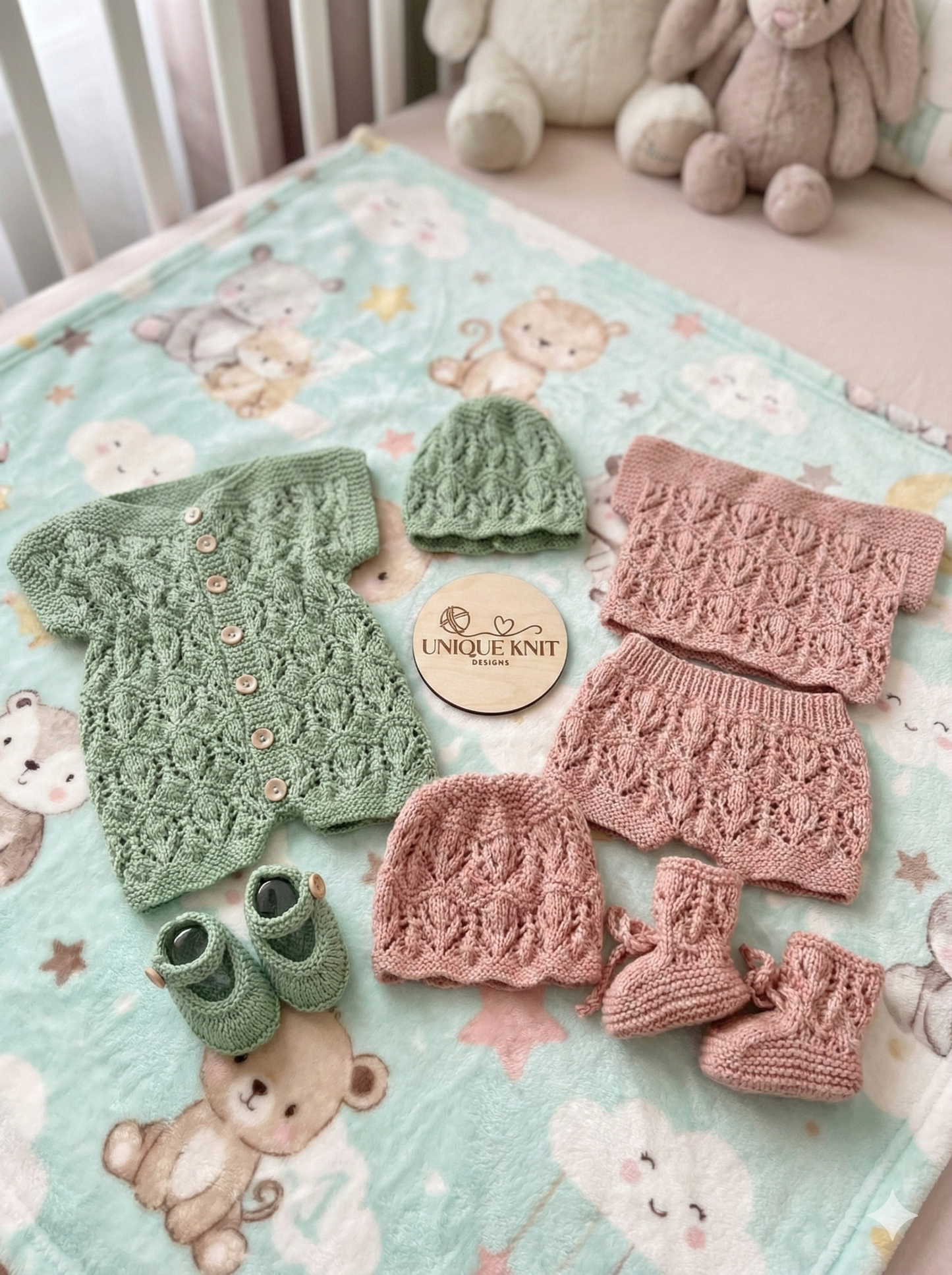 "Zara ” Multi Piece set knitting pattern for reborn doll 16-22" or 0-3 month old baby