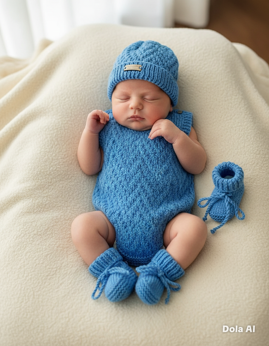 "Neptune” Romper Knitting pattern for Reborn doll 16 -22” or 0-3 Month Old Baby