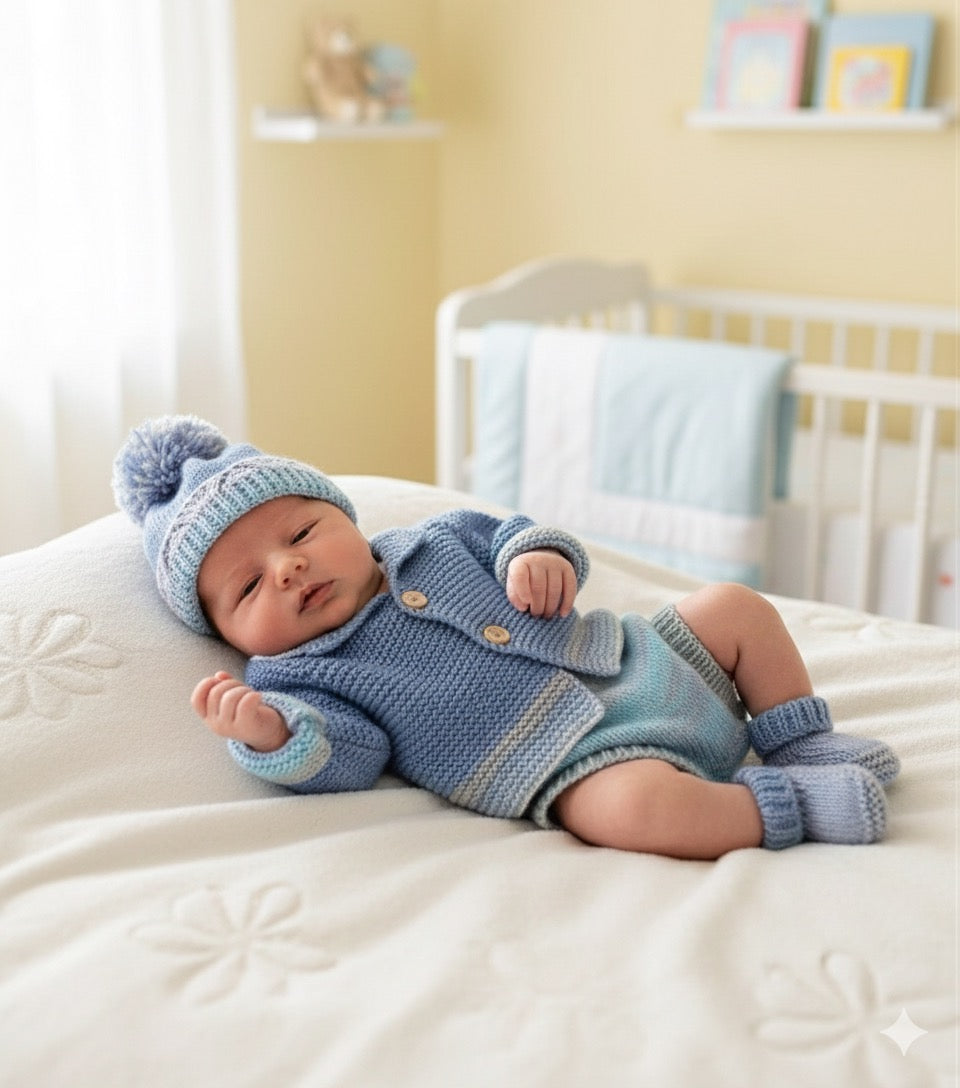 "Capri ” 4 Piece Set Knitting pattern for Reborn doll 16-22” or 0-3 Mth Old Baby