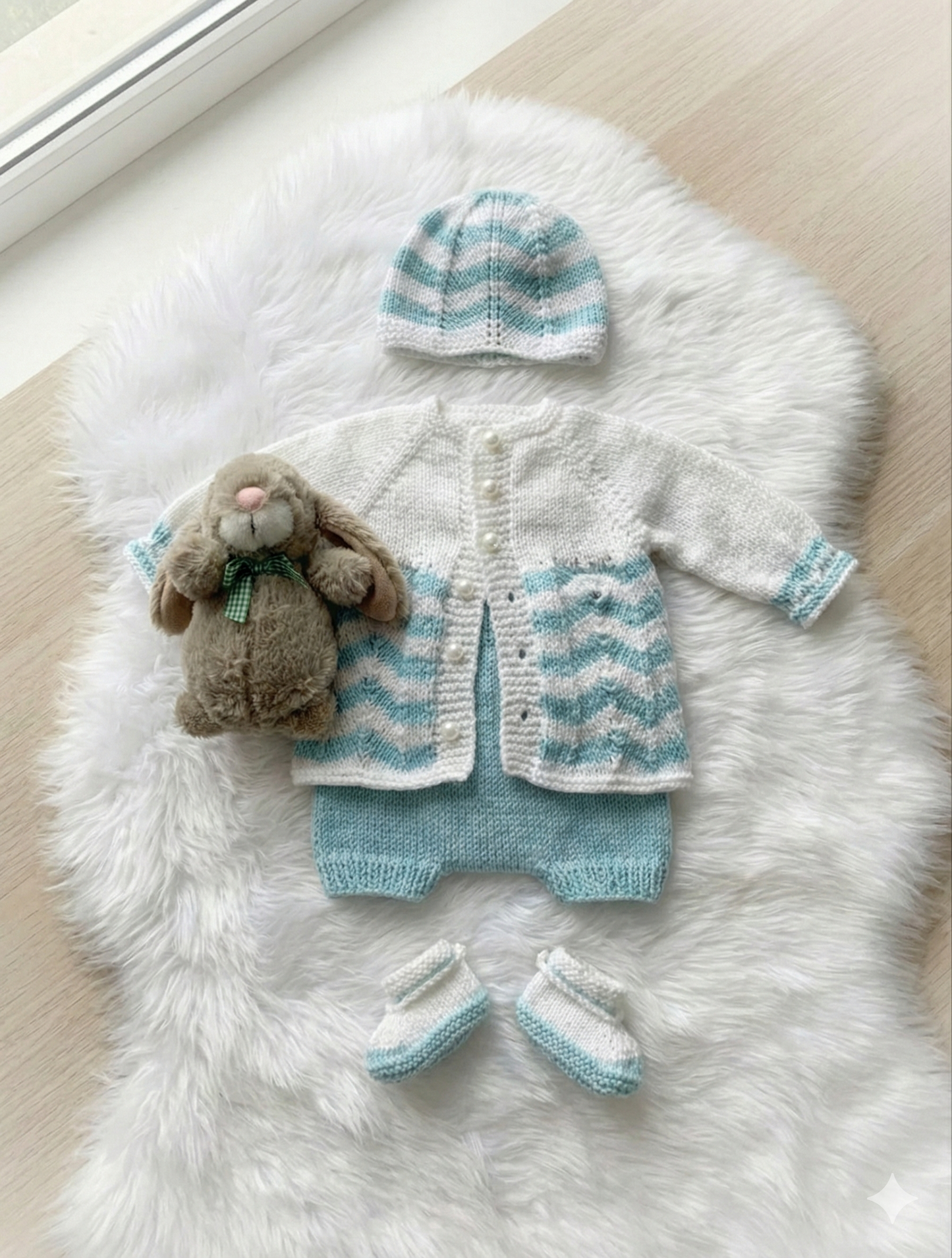 "Thistle” Top / Cardigan 4 piece set Knitting pattern for Reborn doll 16 -22” or 0-3 Mth Old Baby