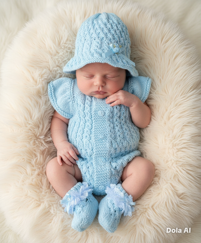 "Ruffle” Romper Knitting pattern for Reborn doll 16 -22” or 0-3 Month Old Baby