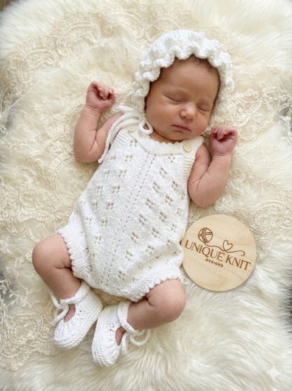 "Citrus” Romper Knitting pattern for Reborn doll 16 -22” or 0-3 Mth Old Baby