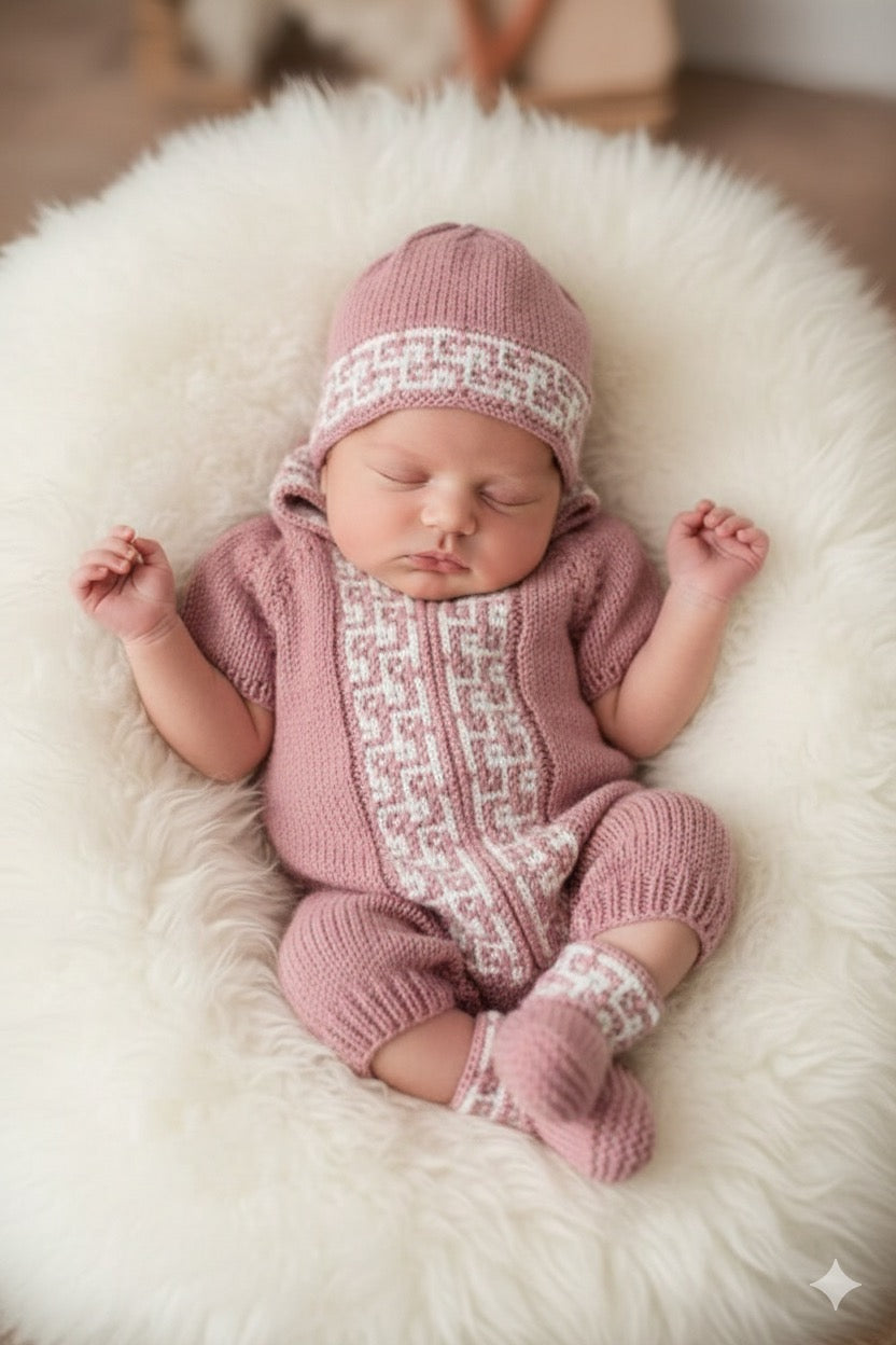 "Tetris” Romper Knitting pattern set for Reborn doll 16 -22” or 0-3 Month Old Baby