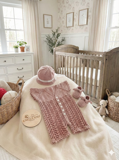 "Victoria" Playsuit knitting pattern for reborn doll 16-22" or 0-3 Month old baby