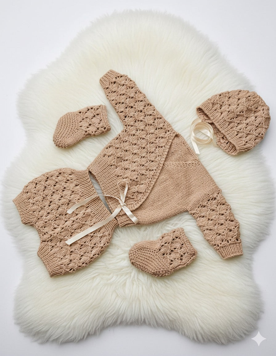 "Caraway” 4 Piece Set Knitting pattern for Reborn doll 16-22” or 0-3 Month Old Baby
