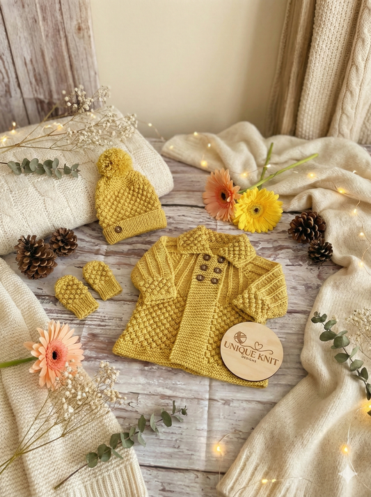 "Enchanted” 3 Piece Coat Set Knitting pattern for Reborn doll 16-22” or 0-3 Month Old Baby