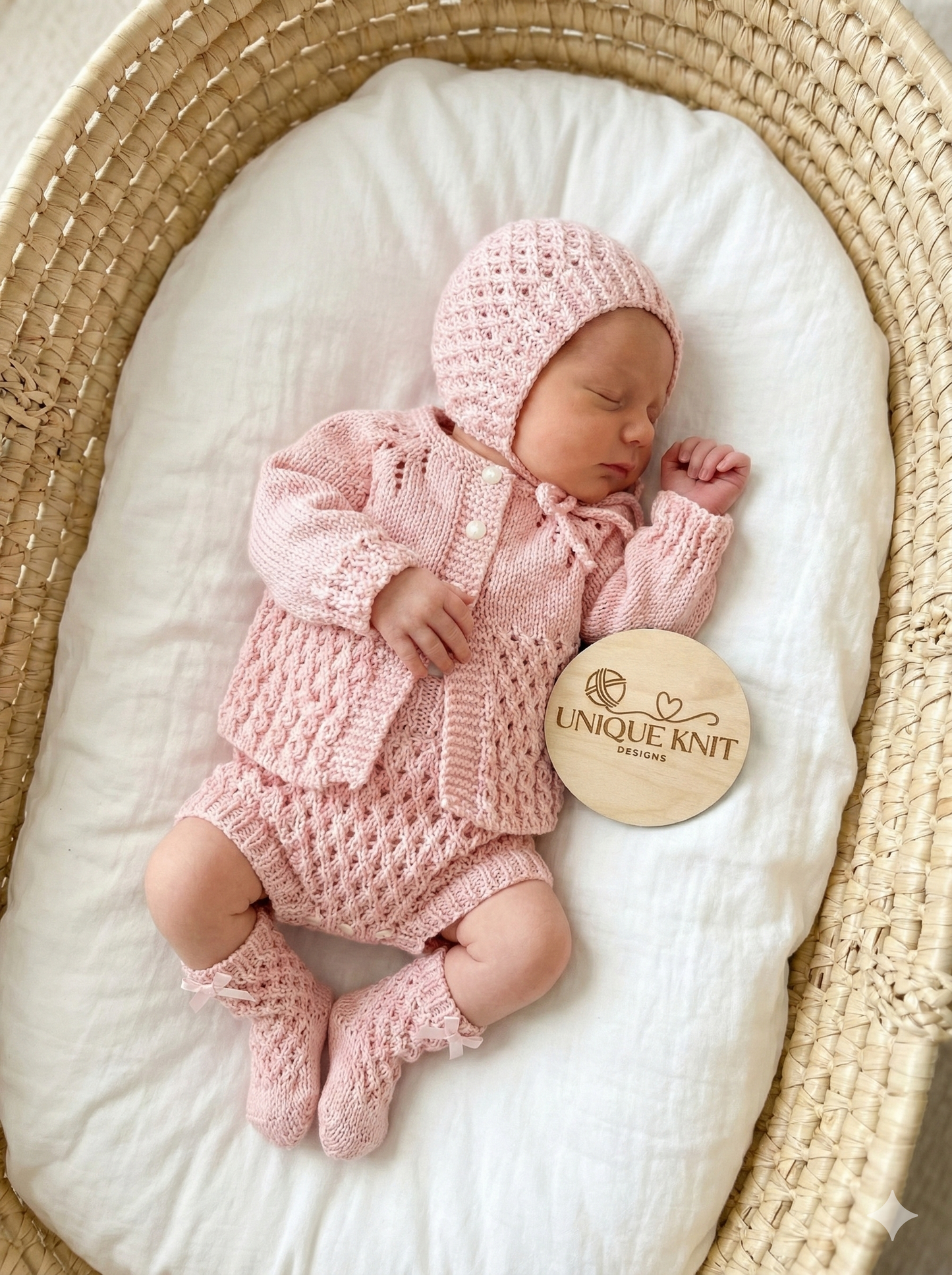 "Truffle” 4 Piece Set Knitting pattern for Reborn doll 16-22” or 0-3 Month Old Baby