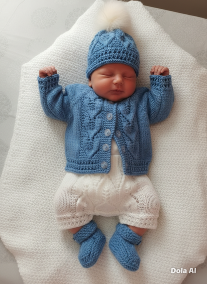 "Oregano” 4 Piece Set Knitting pattern for Reborn doll 16-22” or 0-3 Mth Old Baby