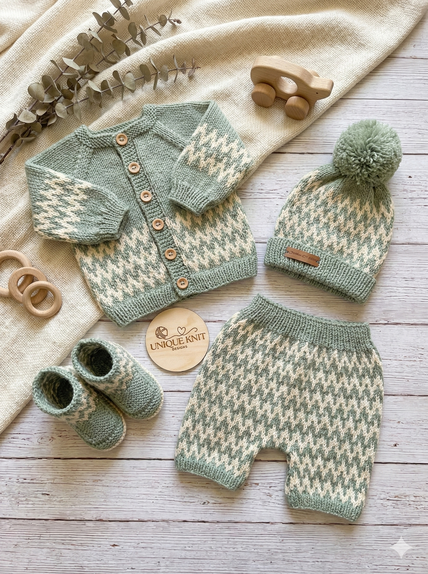 "Zingara” 4 Piece Knitting pattern set for Reborn doll 16 -22” or 0-3 Month Old Baby