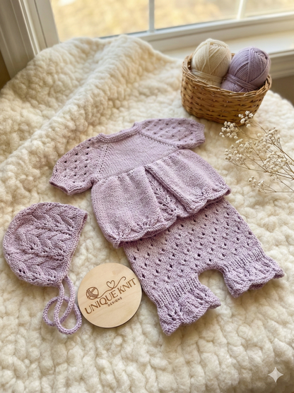 "Matilda” 4 Piece Set Knitting pattern for Reborn doll 16-22” or 0-3 Month Old Baby