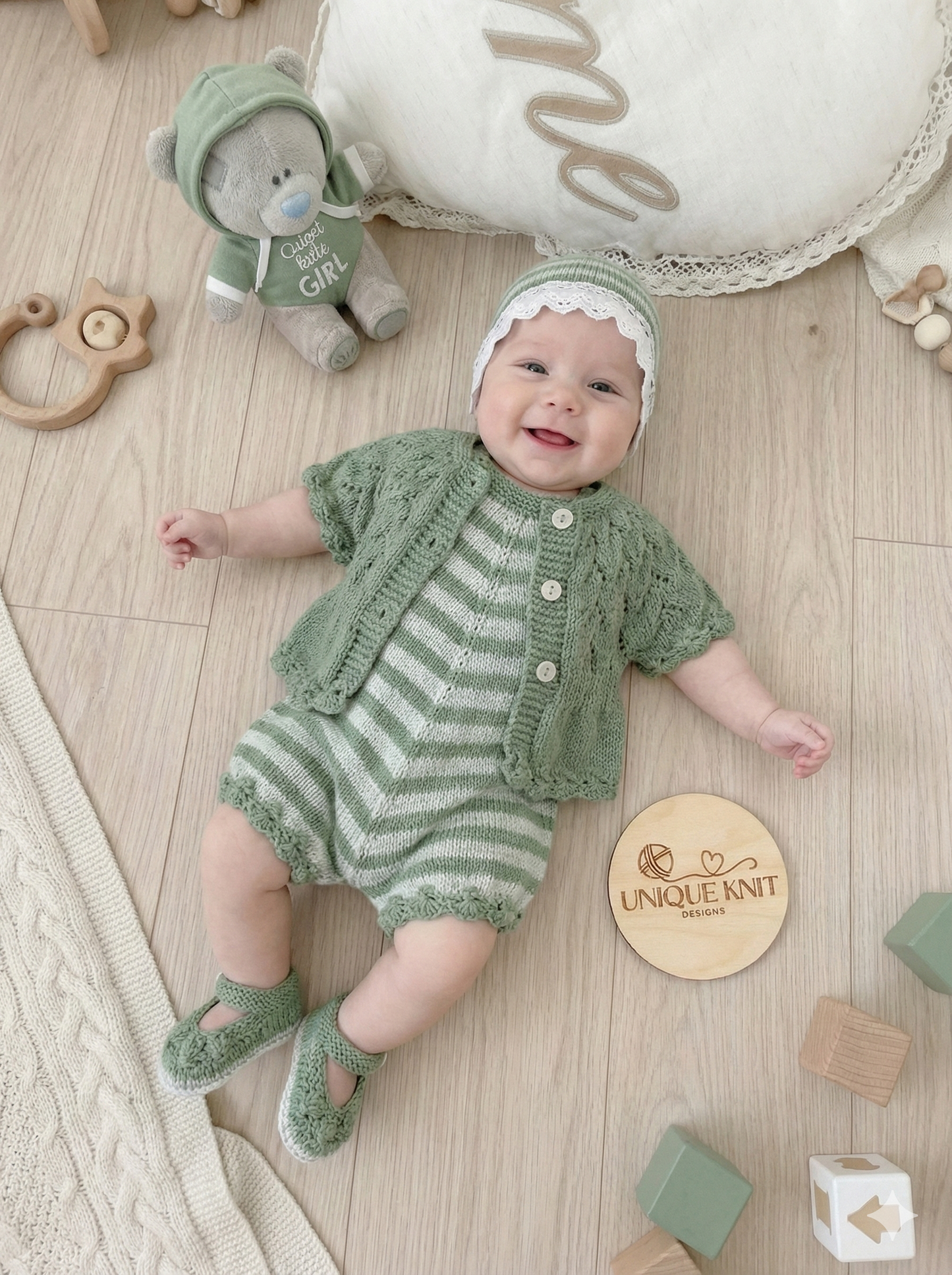 "Violets” 4 Piece Set Knitting pattern for Reborn doll 18-22” or 0-3 Mth Old Baby