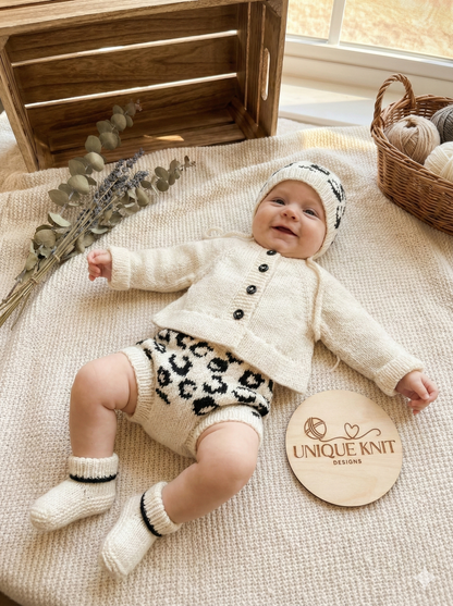 "Sable” 4 piece set knitting pattern set for Reborn doll 16 -22” or 0-3 Month Old Baby