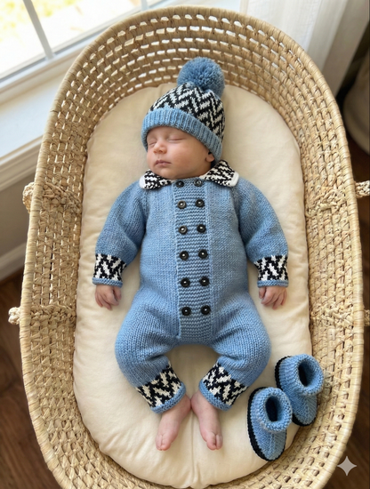 "Fudge” Romper Set Knitting pattern for Reborn doll 16-22” or 0-3 Month Old Baby