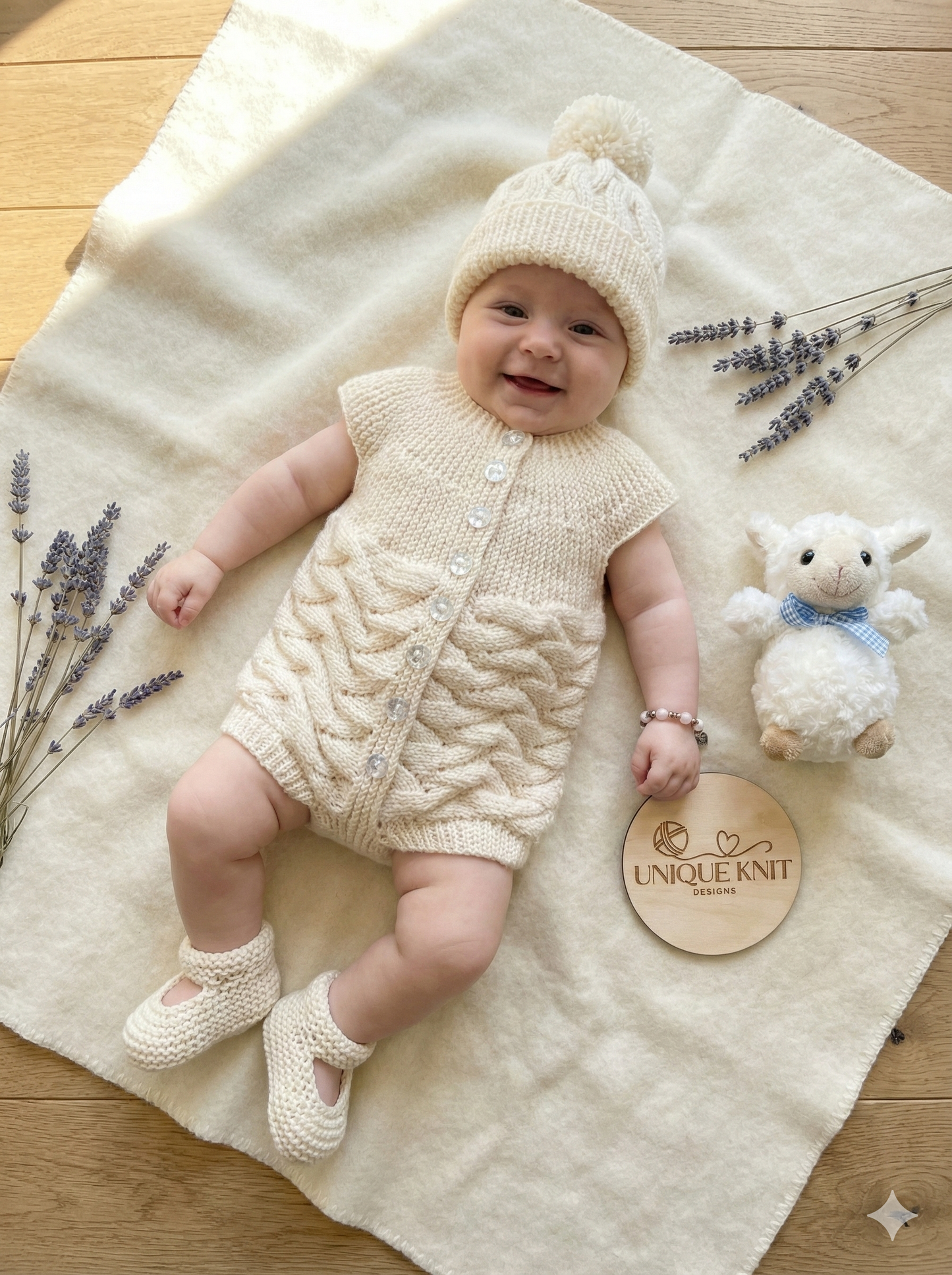 "Gardenia ” Sideways made Knitting pattern for Reborn doll 16 -22” or 0-3 Mth Old Baby