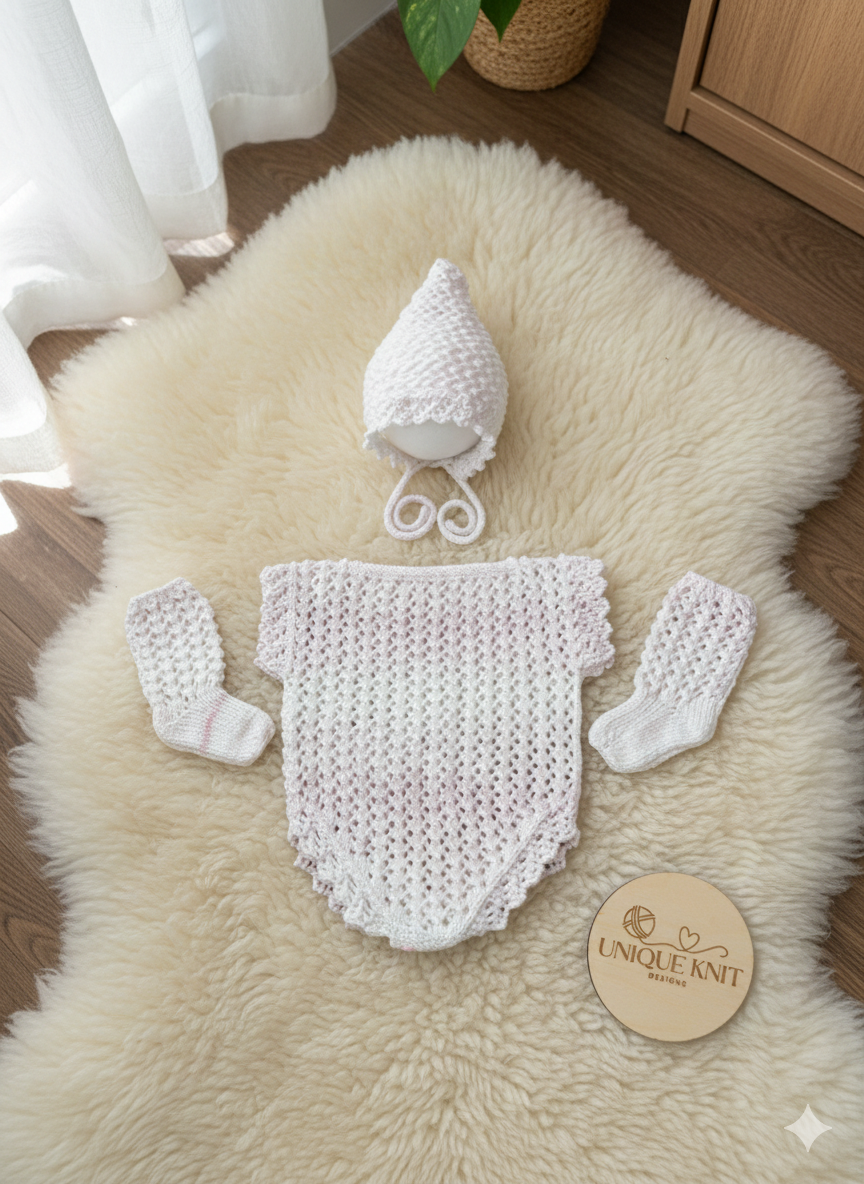 "Macey” Romper Knitting pattern for Reborn doll 18 -24” or 0-6 Month Old Baby