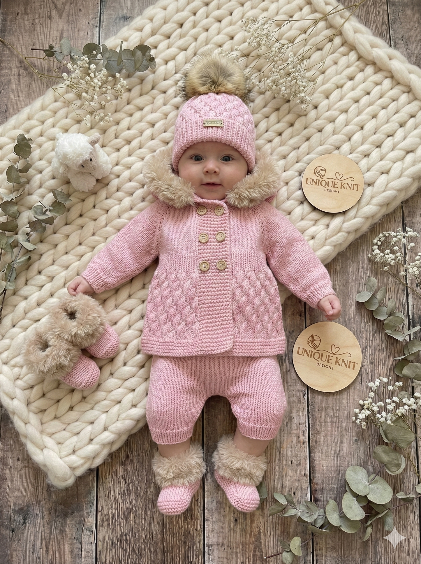 "Sage” 4 Piece Set Knitting pattern for Reborn doll 16-22” or 0-3 Mth Old Baby
