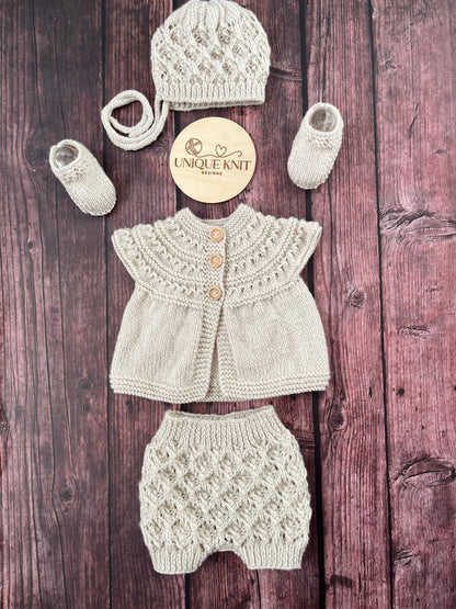 "Rianne” 4 Piece Knitting pattern set for Reborn doll 16 -22” or 0-3 Month Old Baby