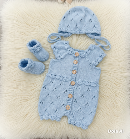 "Angel” Romper Knitting pattern for Reborn doll 16 -22” or 0-3 Month Old Baby