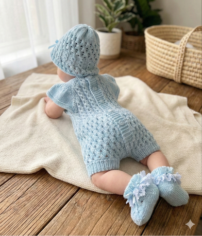 "Ruffle” Romper Knitting pattern for Reborn doll 16 -22” or 0-3 Month Old Baby