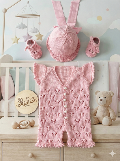 "Victoria" Playsuit knitting pattern for reborn doll 16-22" or 0-3 Month old baby