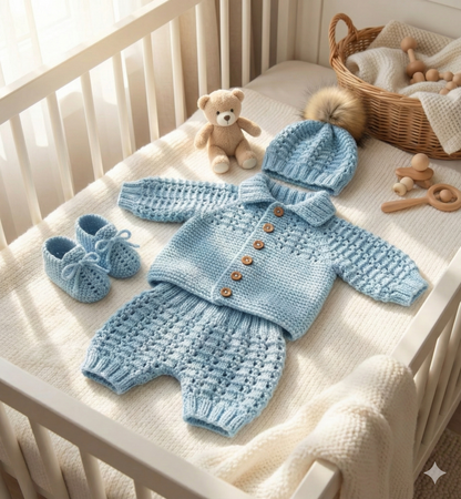 "Biscuit” Multi-piece Knitting pattern for Reborn doll 16 -22” or 0-3 Month Old Baby
